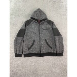 Mecca Hoodie Mens Large Gray Logo Skater Streetwear Retro Y2k Full Zip Fleece